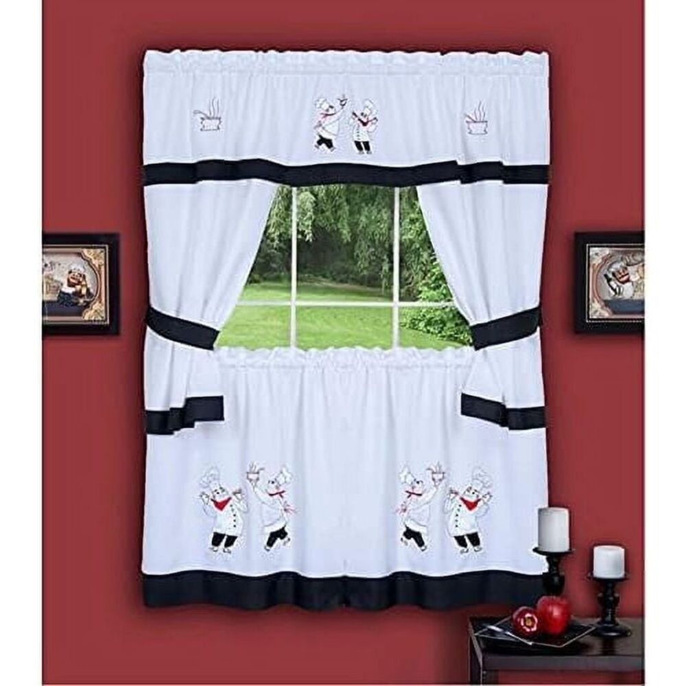 Gourmet Embellished Cottage Window Curtain Set 58X36